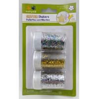 Glitter shaker medium size (3 jars : Gold, Silver, Multi) 21g