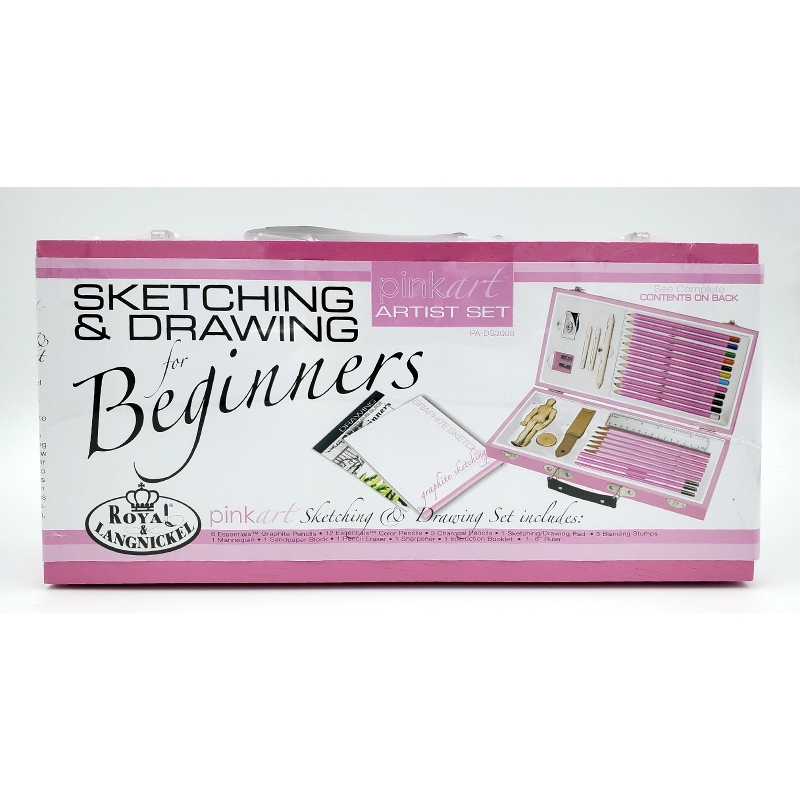 Royal & Langnickel Pink Art Beginner Artist Sketching and Drawing Wood Box  Set, Sketch & Draw