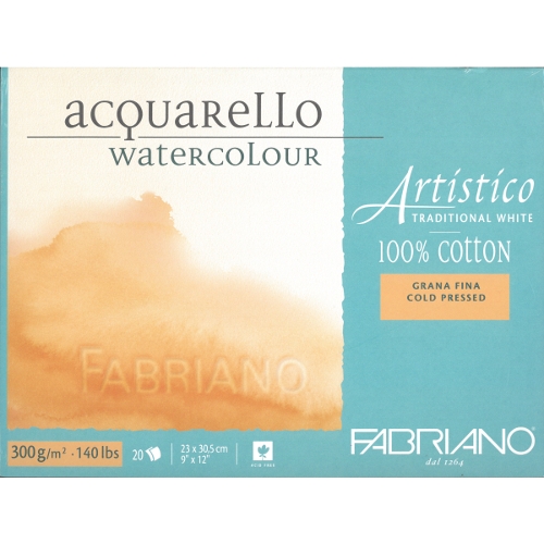 Fabriano Artistico Watercolor Block - 9x12 Vegan Traditional White, 140lb Hot Press (20 Sheets)