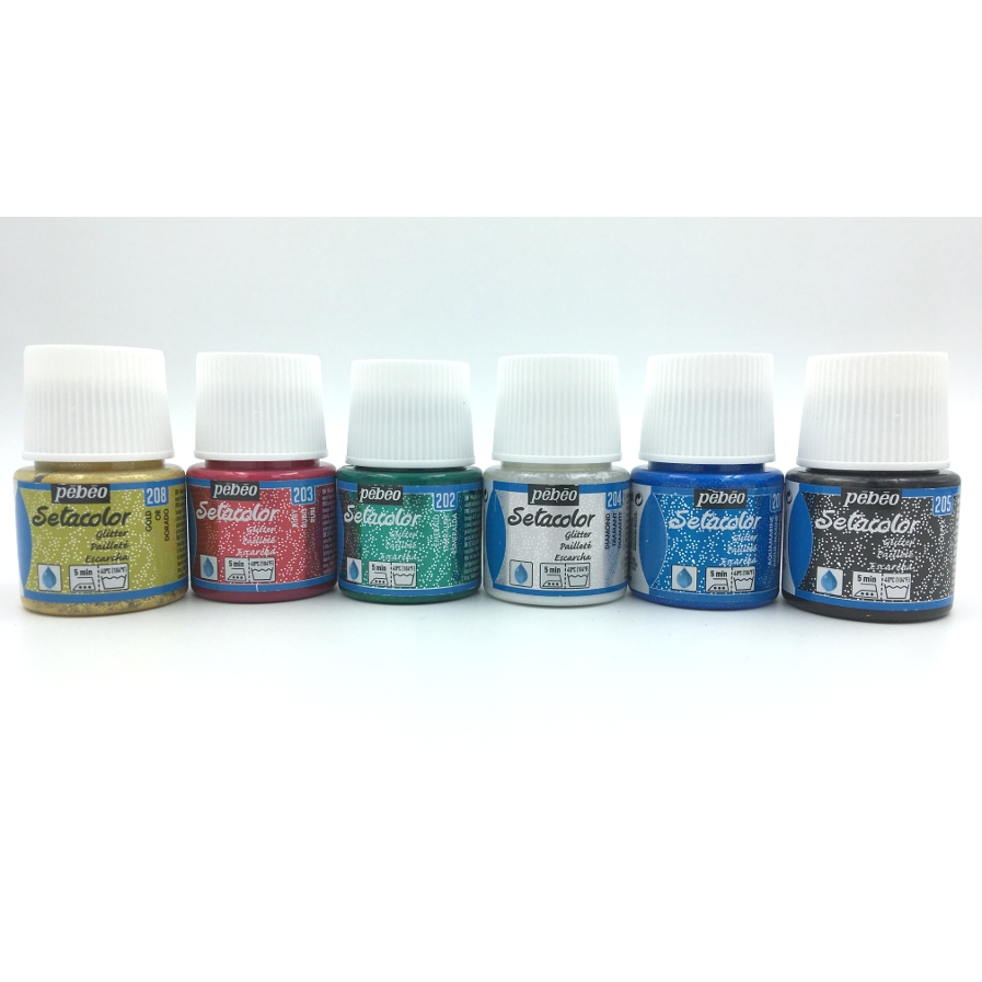 Pebeo SETACOLOR GLITTER Colori permanenti per tessuti Set di