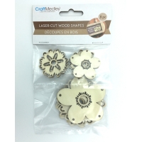 Laser-Cut Wood Flowers 8 pc