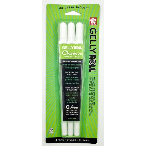 Gelly Roll Classic Pen, Bright White - 3 pens