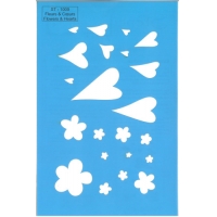 Stencil Flowers & Hearts 5.5"x8.5" ST-1009