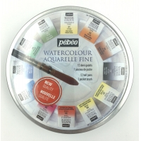 Fine watercolor - 12 half pans and 1 pocket brush Pebeo