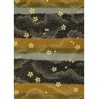 Papier Chiyogami 8C 19 1/2"x26"- Fleurs noires et dorées