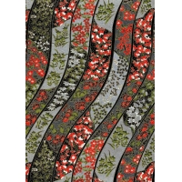 Chiyogami 644C 19 1/2"x26"- Leaves and red flower strips