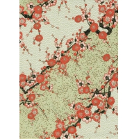 Papier Chiyogami 966C 19 1/2"x26"- Bandes ivoires et fleurs roses