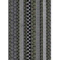 Papier Chiyogami 982C 19 1/2"x26"- Bandes géométriques noir et blanc