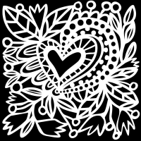 Stencil Botanical Heart 6"x6" TCW987s