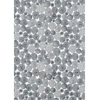 Papier Chiyogami 896C 19 1/2"x 26"- Fleurs noires sur fond blanc