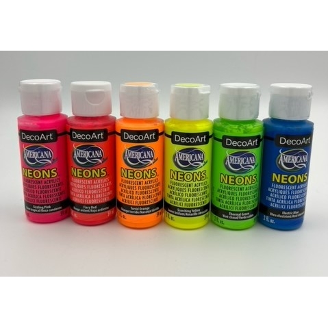 Americana Neons Fluorescent Acrylic Paint 2oz Fiery Red