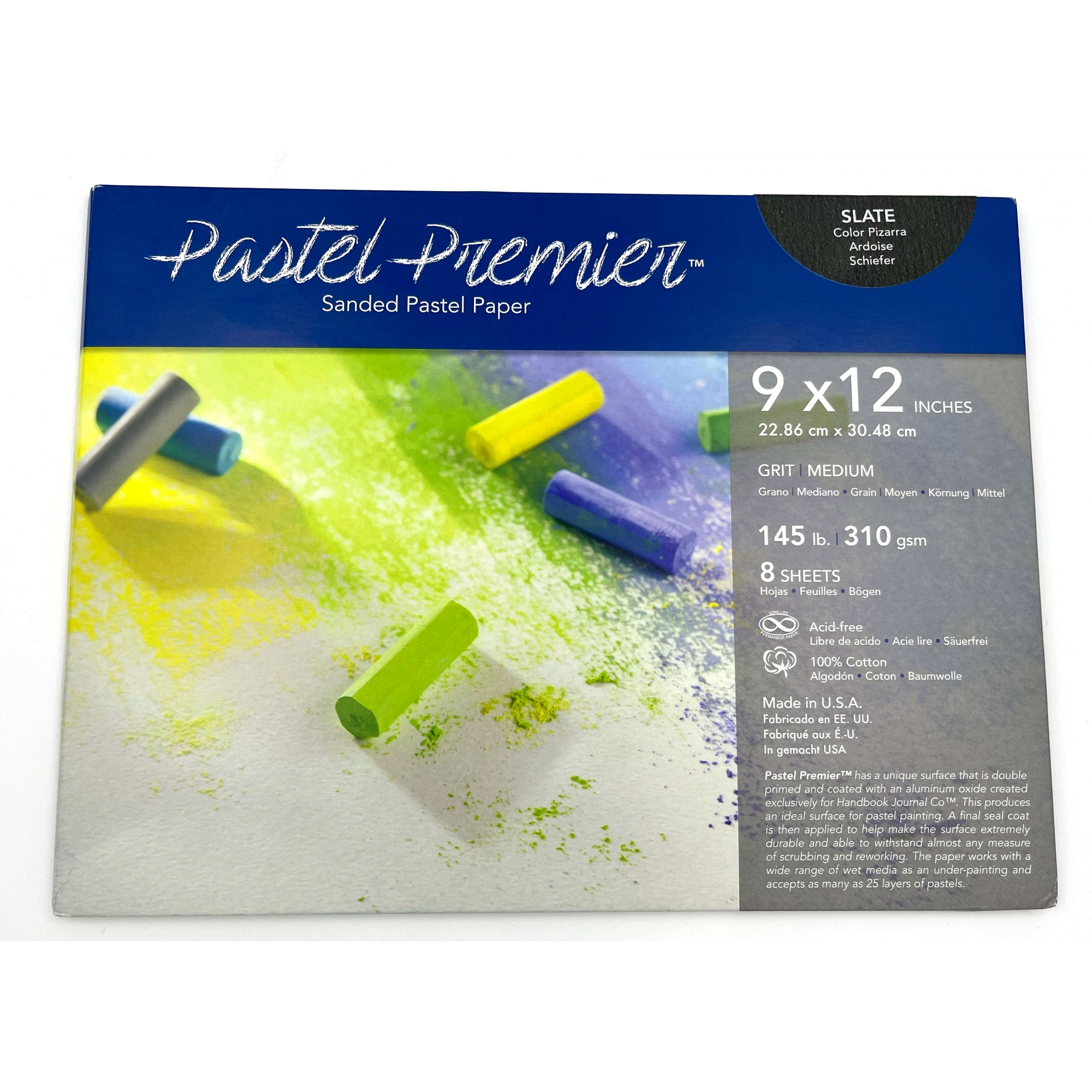 Papier pastel grain moyen 100% coton 9x12 - Ardoise- Pastel Premier