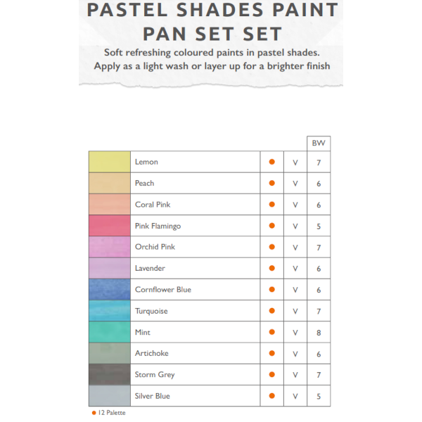 Derwent : Paint Pan : Pastel Shades Set of 12