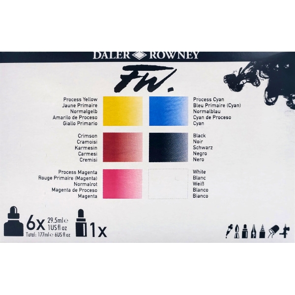 Colour Chart for Daler Rowney FW Artist Acrylic Ink