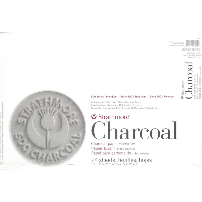 Strathmore 500 Series Charcoal Pad - 18 x 24, Assorted Tints, 24 Sheets