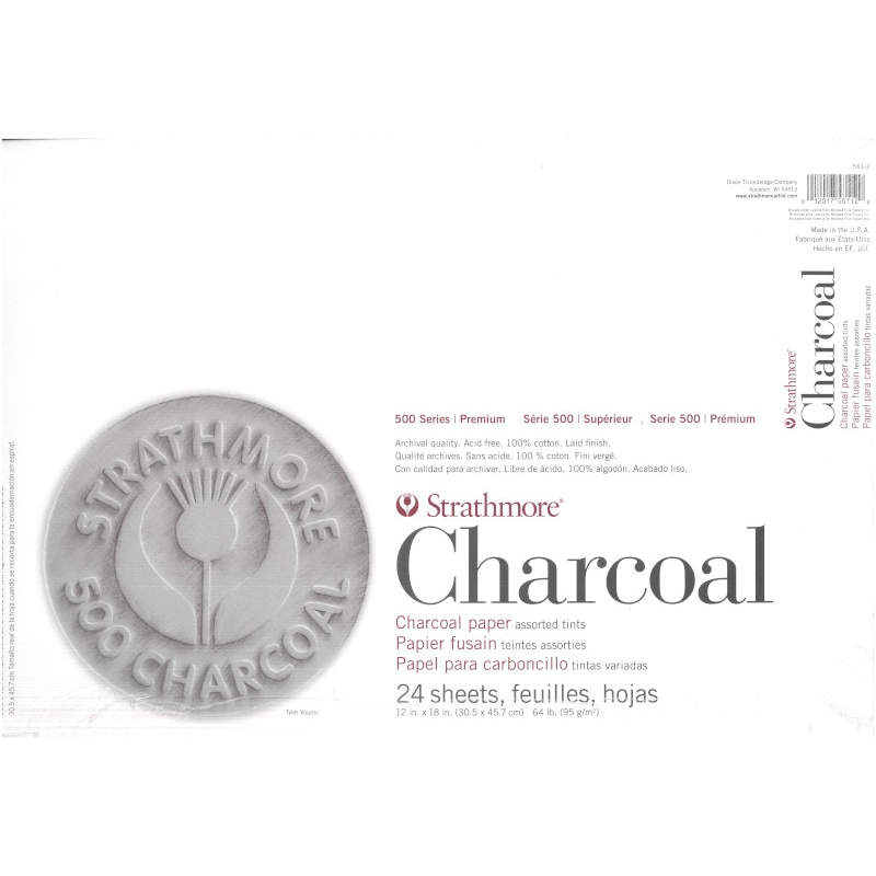 Strathmore 500 Series Premium Charcoal Pad 18x24 Assorted (24 Sheets)