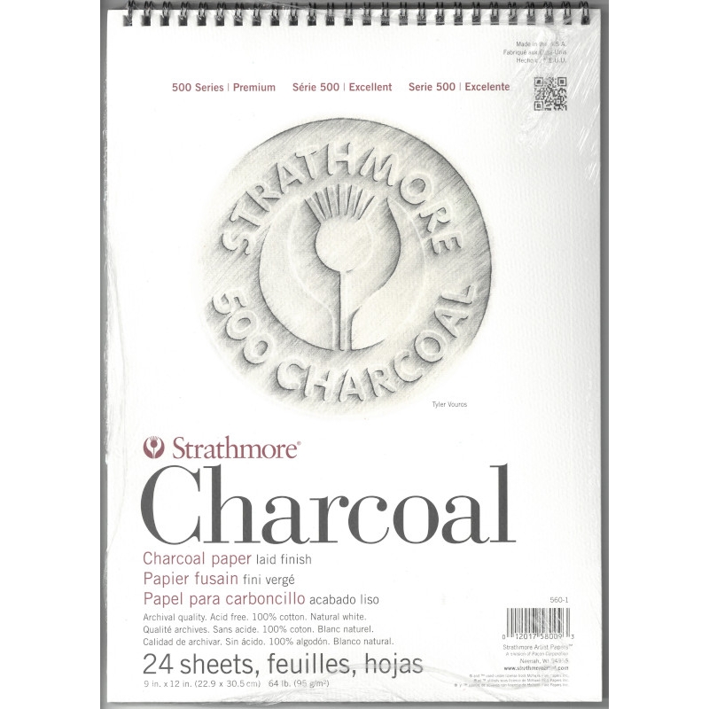 Charcoal paper pad White 64 lb (95g) 9x12 (24 sheets) serie 500