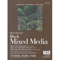 Mixed Media paper pad Black 184lb (300g) 9x12 (15 sheets) serie 400 Strathmore