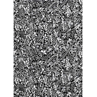 Chiyogami 745C 19 1/2"x26"- White flowers on black background