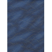Chiyogami 1017C 19 1/2"x26"- Gold waves drawing on bluebackground