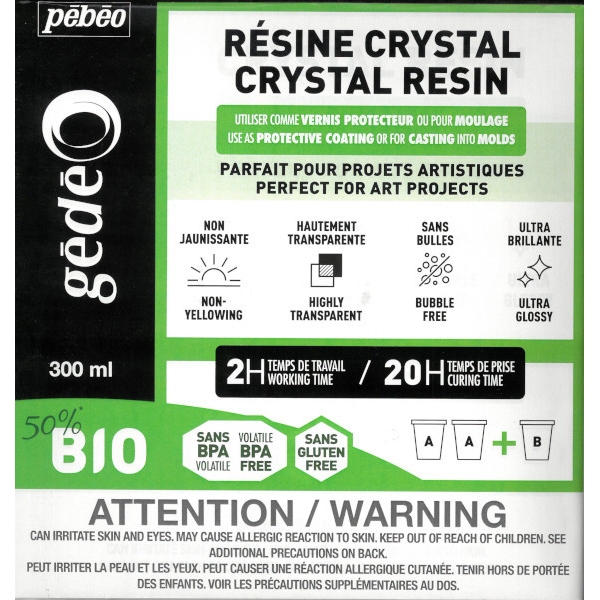 Résine cristal Bio 300ml Pébéo Gédéo