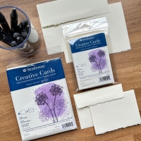 Creative cards with envelopes (Set of 6) Ivory with deckle (2 choices of size) Strathmore