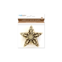 Laser-Cut Wood Stars 4 pc