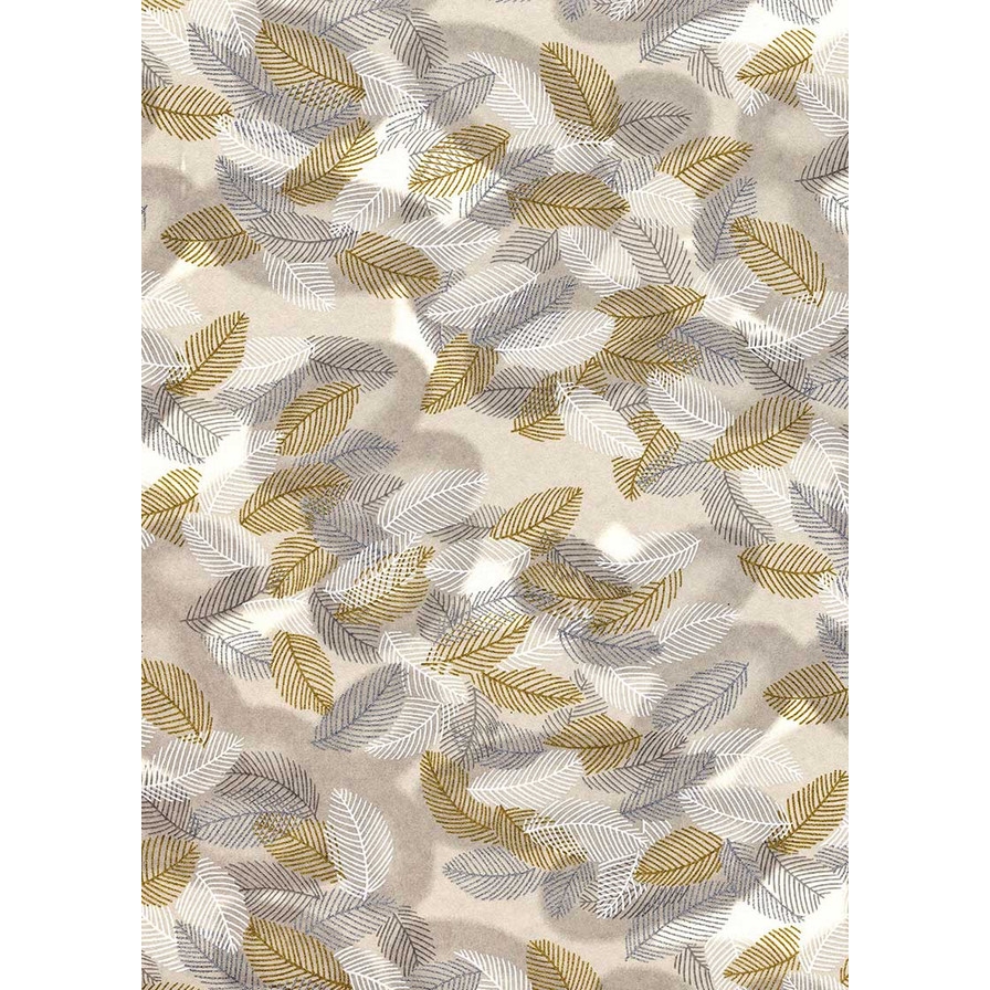 Chiyogami 714C 19 1/2"x26"- Gold, Silver and White leaves