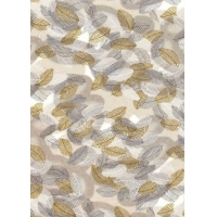 Papier Chiyogami 714C 19 1/2"x26"- Feuilles blanches, argent et or