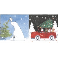 Napkin - Christmas car and Polar bear (total of 10)