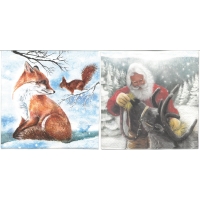 Napkin - Fox & Santa with reindeer (total of 10)