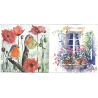 Napkin - Birds and flowers & Window (total of 10)