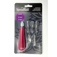 Ens. Couteau à linogravure #1 (manche + 1 lame de chaque no 1, 2, 3, 5, 6) Speedball