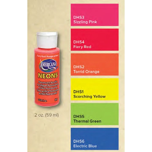 Americana Neons Fluorescent Acrylic Paint 2oz-Electric Blue