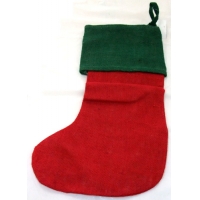 Christmas stocking Burlap Red with green cuff 8"X17"