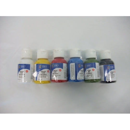 Fluid acrylic colours Set of 6X60ml Demco