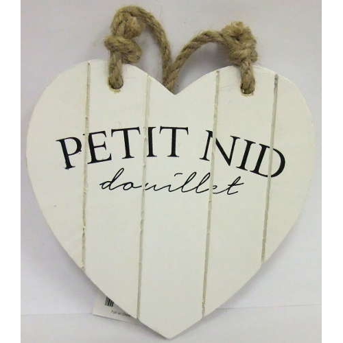 Hanging Wood Heart Nid Douillet